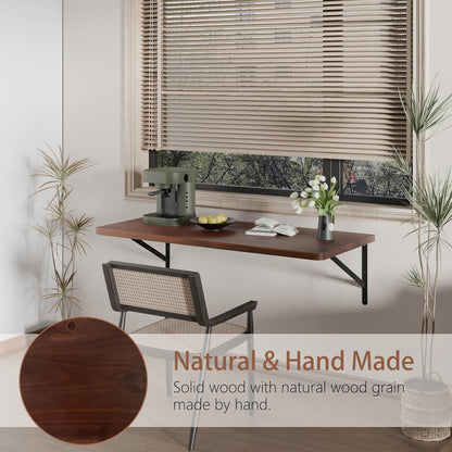 Floating Wall Desk for Home Office,Wall Mounted Table with Pine Wood,48 Inch Workbench for Garage,Work Table with Heavy Duty Brackets for Kitchen,Dining,Laundry