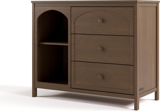Olivia 3 Drawer Combo Dresser (Hazelnut) – GREENGUARD Gold Certified Baby Dresser, Kids Bedroom Storage Organizer, Interlocking Drawer System, Anti-Tip Kit Included
