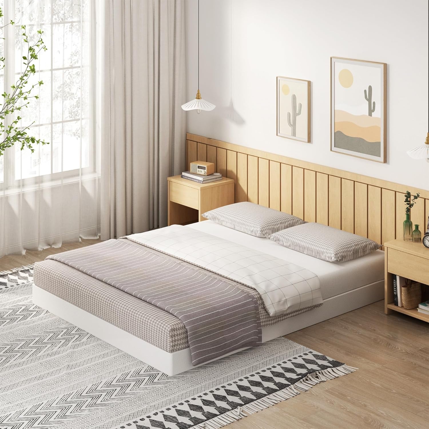 5 Inch Box Spring Queen Size Bed Base, Heavy Duty Metal Queen Mattress Foundation with Fabric Cover, Easy Assembly