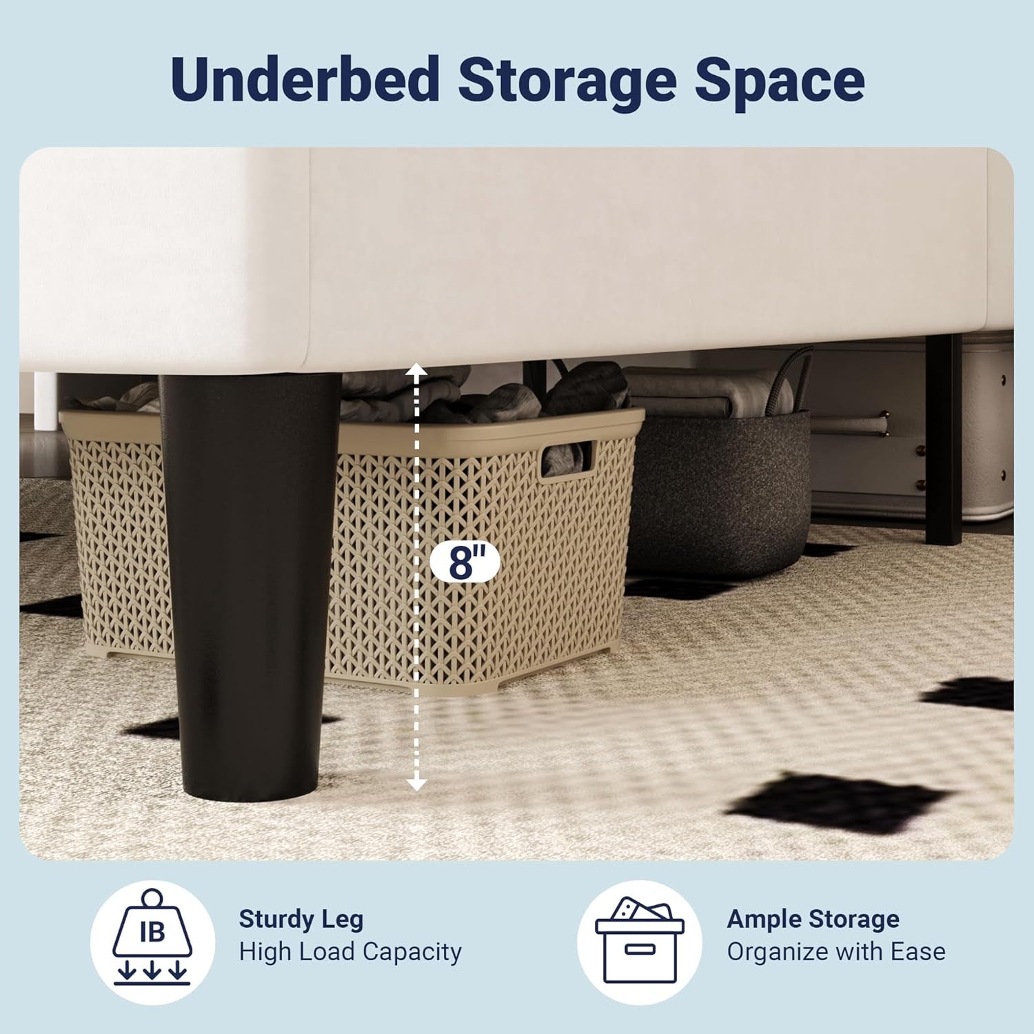 Queen Size Bed Frame, Storage Headboard with Charging Station, Wingback Velvet Upholstered, Diamond Stitched Button Tufted, Sturdy Wooden Slats, No Box Spring Needed, Easy Assembly, White