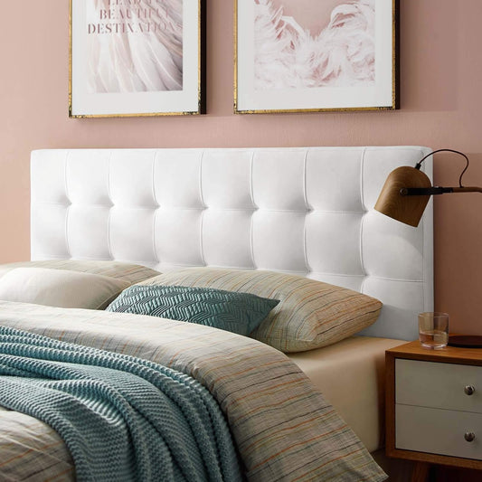 Lily Biscuit Tufted Twin Performance Velvet Headboard, White