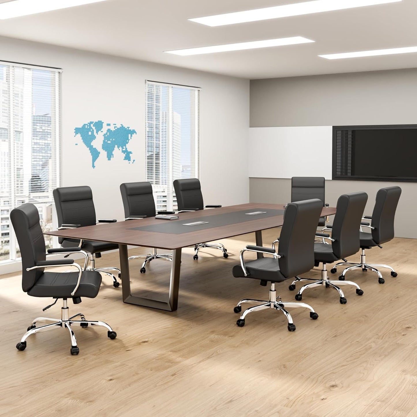 Office Desk Chair,Modern Leather Conference Room Chairs,High Back Ergonomic Home Ofiice Chair,Adjustable Height Swivel Executive Computer Chair with Padded Seat and Armrest