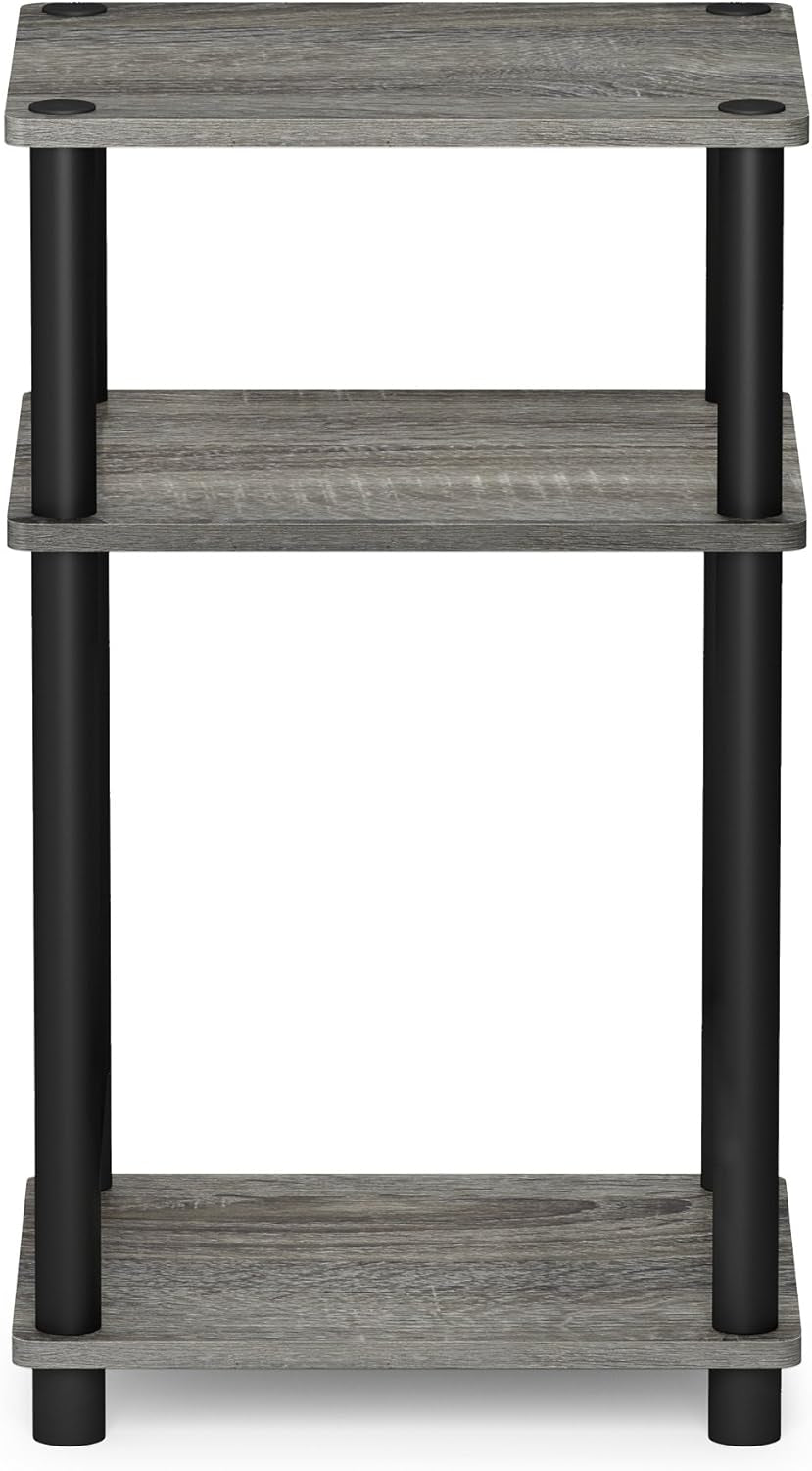 JUST Side Table, 3-Tier End Table, Open Shelves Night Stand, Bedside Table, Toolless Assembly, for Living Room, Bedroom, Bathroom, French Oak