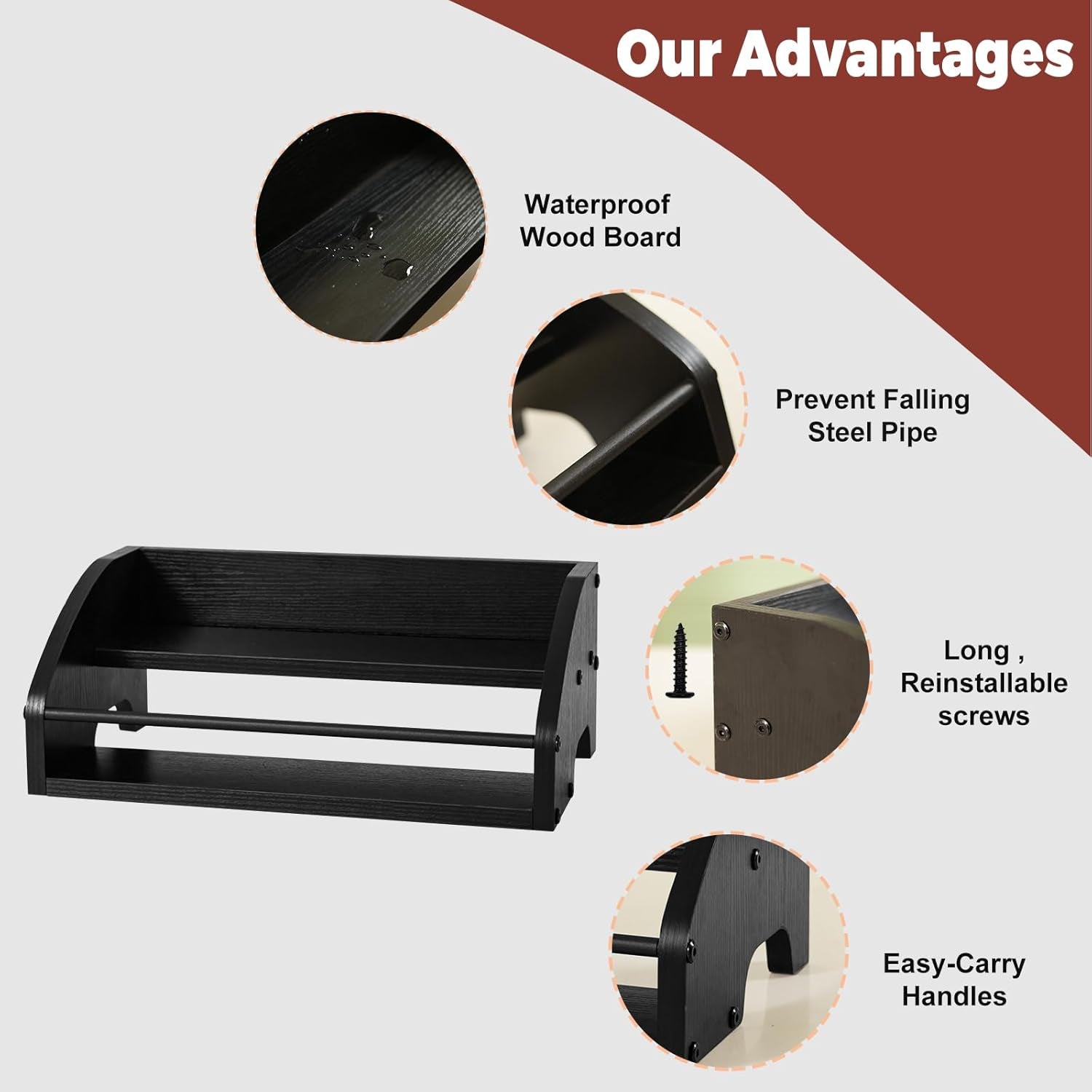 Liquor Bottle Display Shelf, Coffee Syrup Rack Organizer, 2 Step Countertop Wine Rack, Home Retro Bar Shelf Stand for Liquor Whiskey, Spirits, Kitchen Organizer for Seasonings, Spice & Tea (Black)