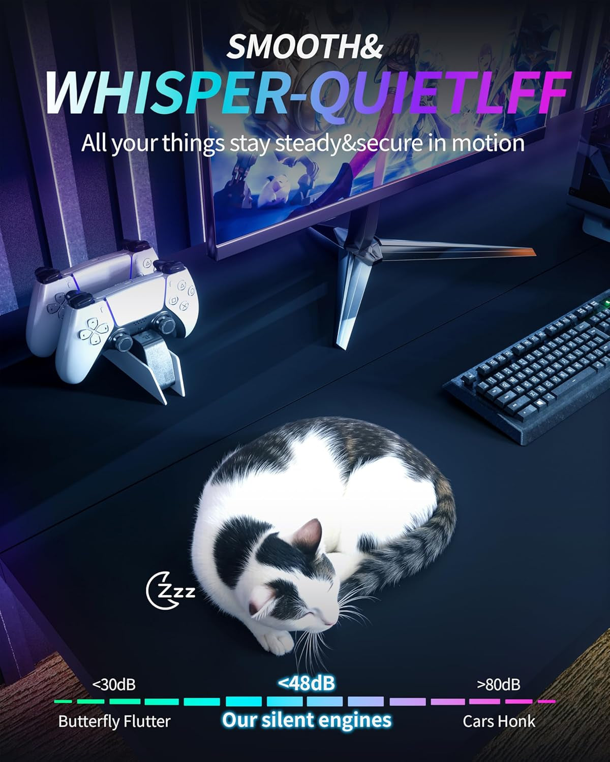 40X24 Inch Electric Standing Desk with Memory Presets, Quiet Motor Height Adjustable Stand up Desk for Home Office & Gaming, Ergonomic Sit Stand Workstation，Black