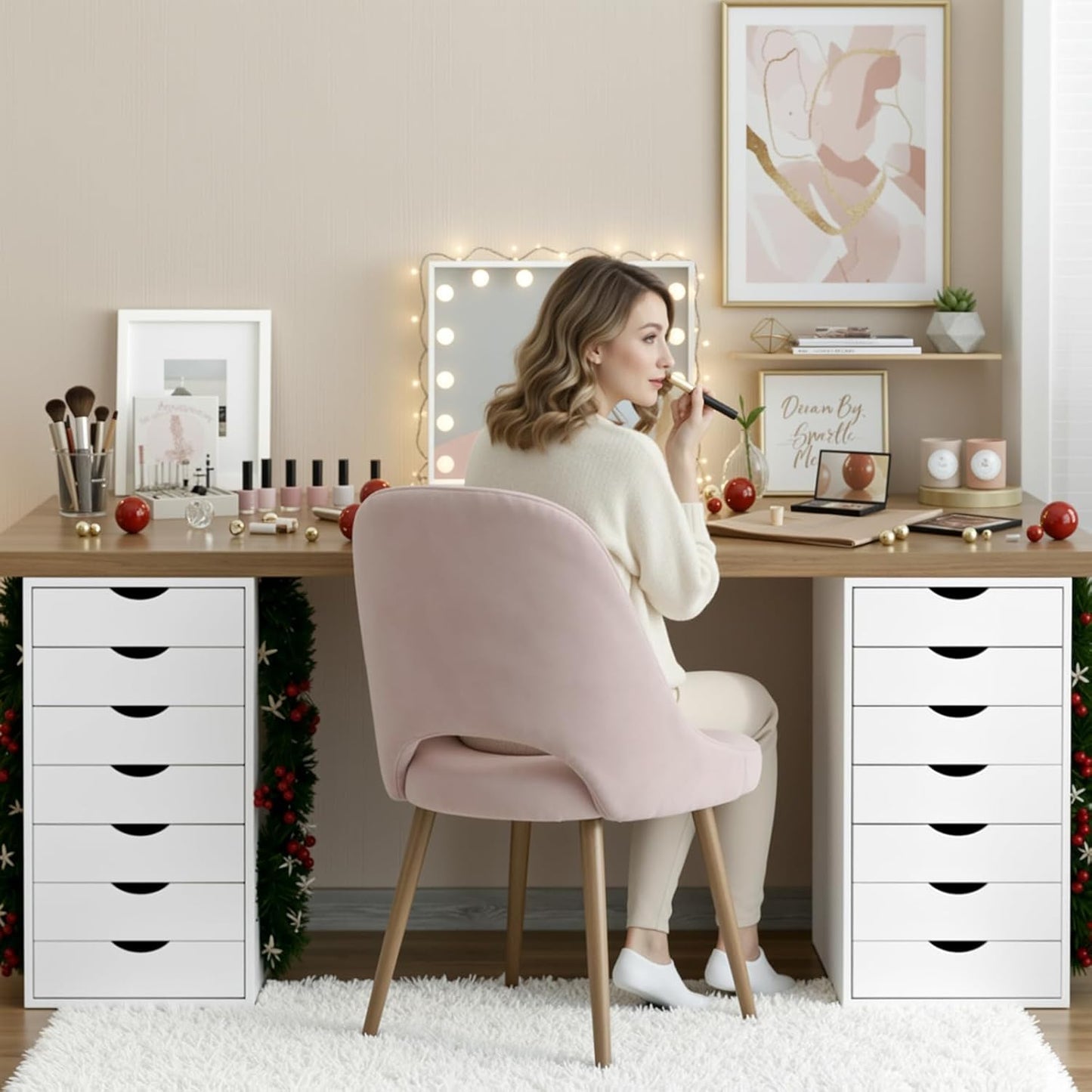 7-Drawer Organizer, Tall Chest of Drawers with Caster Wheels, Alex Drawers File for Home Office, White