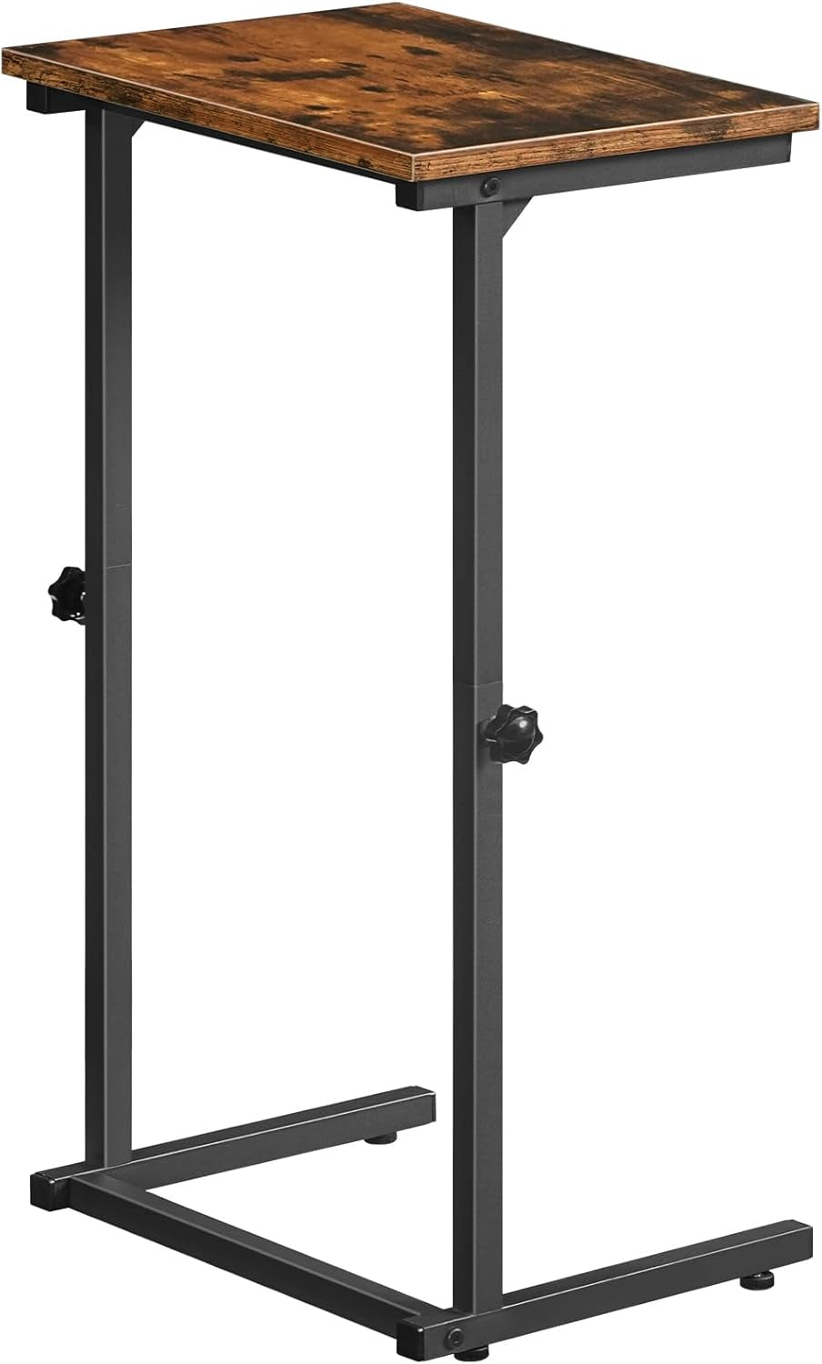 C Shaped End Table, Adjustable Height Side Table for Sofa, Couch Table for Small Space, Slide under Small Tray Side Table for Living Room, Bedroom, Rustic Brown and Black BF71SF01