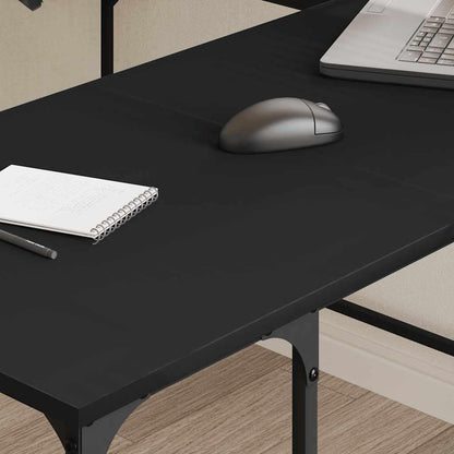 L-Shaped Computer Desk, 54.7-Inch Corner Gaming Table, Black Engineered Wood & Steel Frame, Adjustable Feet for Home Office, Modern Study Writing Workstation
