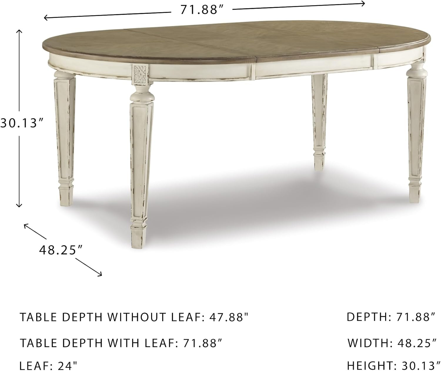 Realyn Dining Room Table, 0, Chipped White