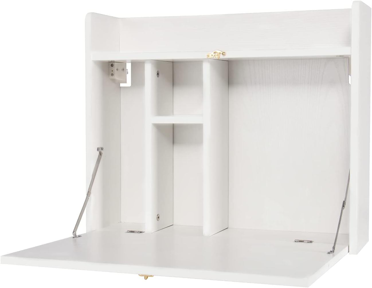 Wall Mounted Table, Multifunctional Fold down Wall Mounted Laptop Computer Desk with Storage Compartments for Home, Office, White