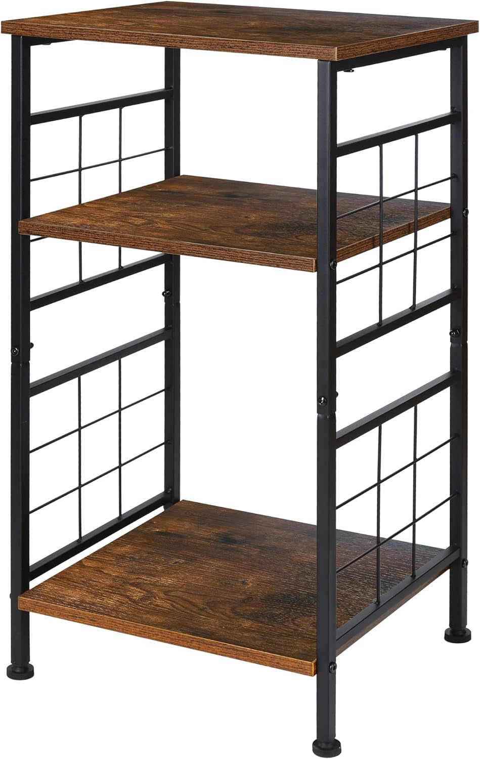 3-Tier Tall End Table, Narrow Night Stand with #-Design Sturdy Frame, Small Bed Side Table for Small Space in Living Room,Bedroom,Office,Bathroom(Brown)