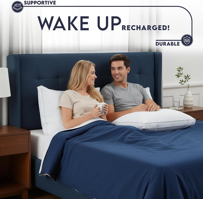 Bed Pillows for Sleeping King Size (White), Set of 2, Soft & Fluffy Pillow with down Alternative Filling, Cooling, Hotel Quality, Gusseted Pillow for Back, Stomach or Side Sleepers