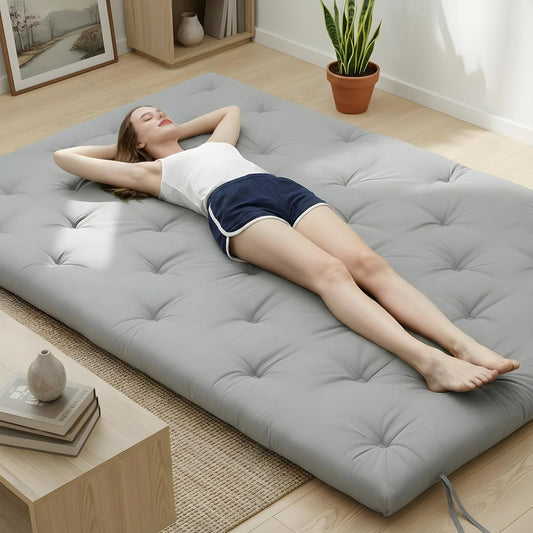 Japanese Futon Mattress – Full Size（75"X54"）, Foldable & Rollable Floor Bed, Soft, Comfortable, Water-Resistant, Perfect for Guests and Small Spaces, Easy Storage