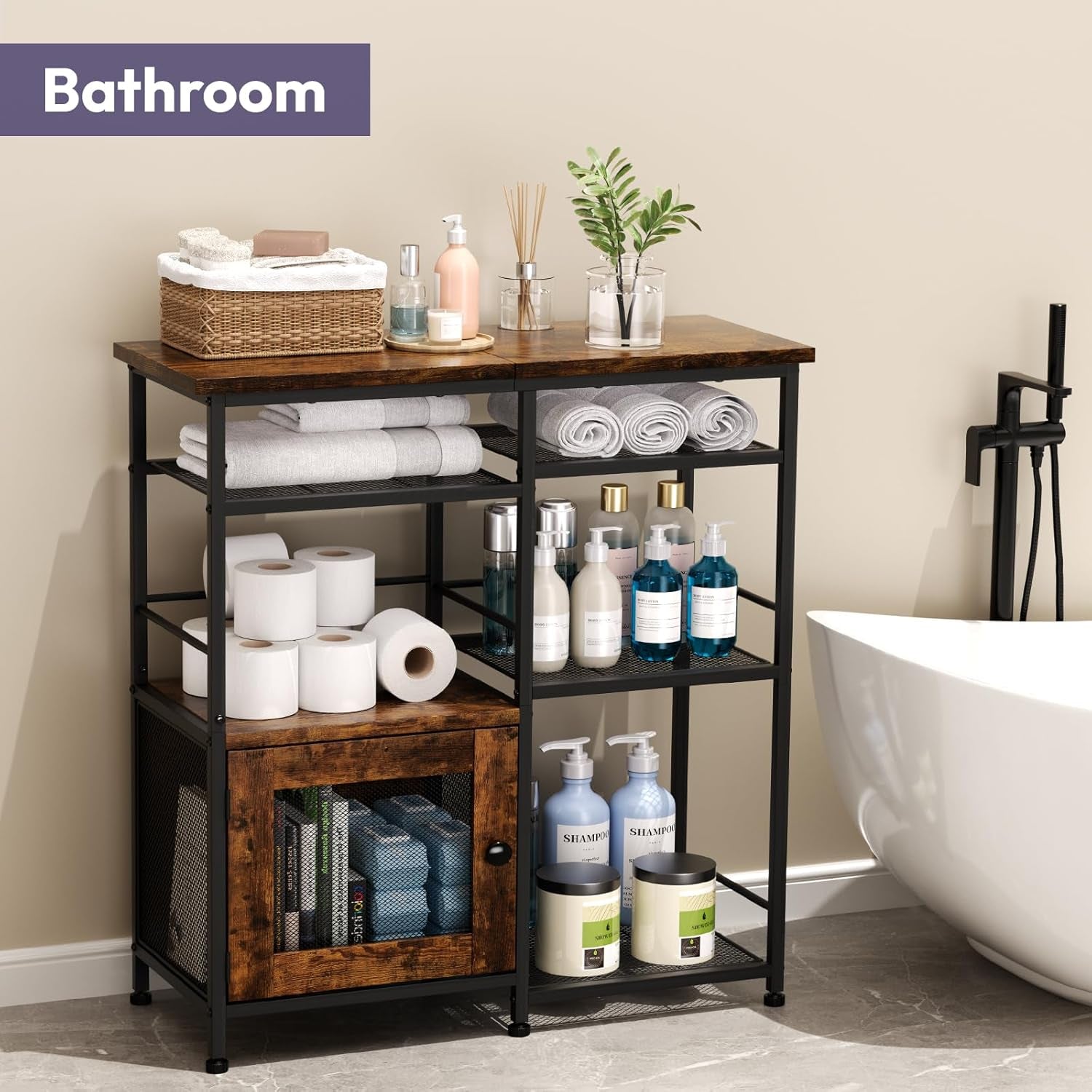 Coffee Bar Cabinet Station - Farmhouse Small Coffee Stand Station with Doors, Rustic Storage Organizer for Kitchen, Buffet Sideboard Cabinet Table for Home, Office, Corner, Bar, Espresso