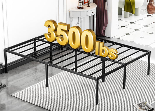 Queen Bed Frame Heavy Duty 18 Inch, Sturdy Metal Platform with Strong Bearing & under Bed Storage, No Box Spring Needed, Easy Assembly, No Shake