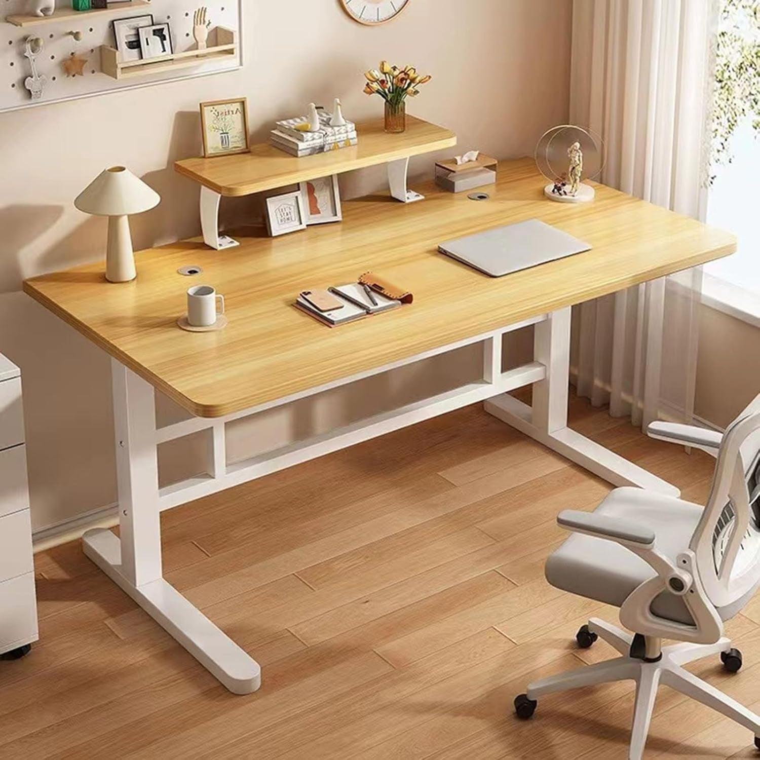 Computer Desk Single Gaming Table Home Study Desk Workbench Desk with Bookshelf