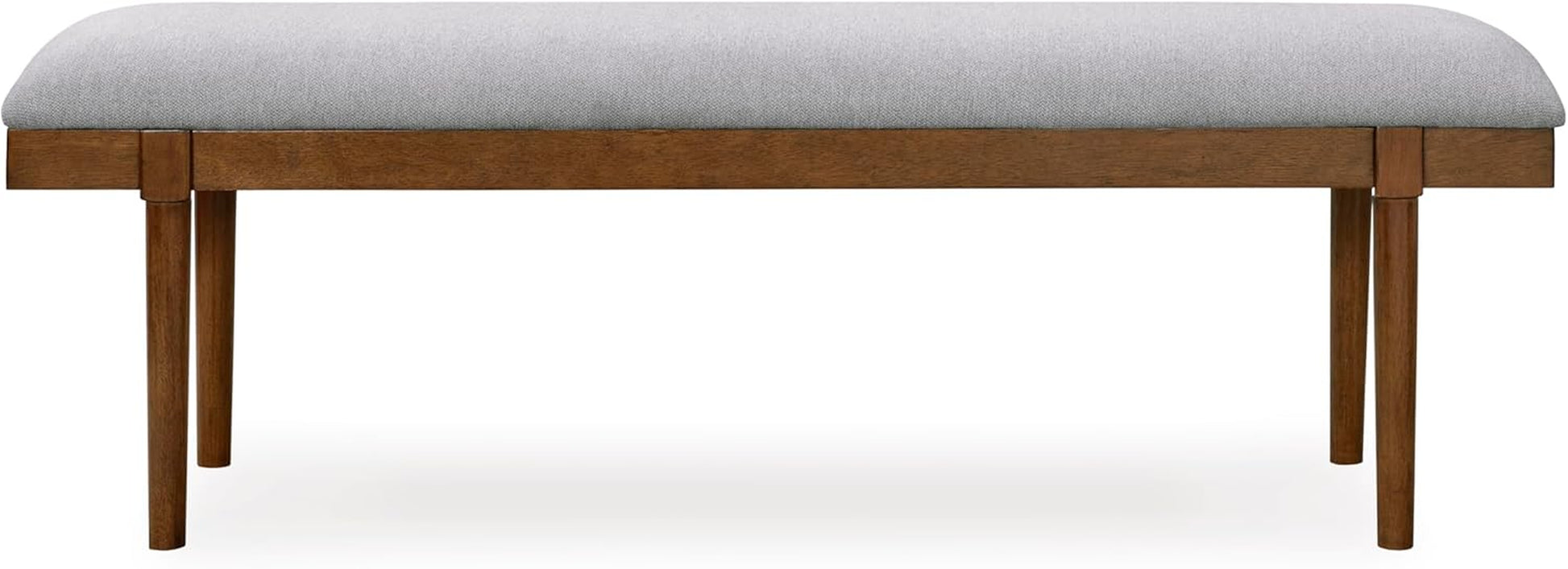 Lyncott 59" Upholstered Solid Wood Frame Dining Bench, Gray/Brown