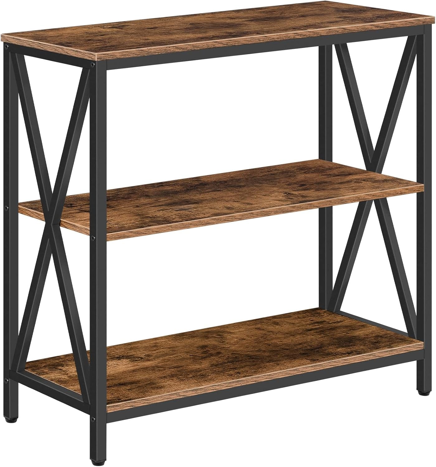 Sofa Table, Industrial Console Table, 3-Tier Narrow Side Table with Open Shelves, Foyer Table for Entryway, Hallway, Kitchen, Living Room and Bedroom, Easy Assembly, Rustic Brown CTHR8001Z