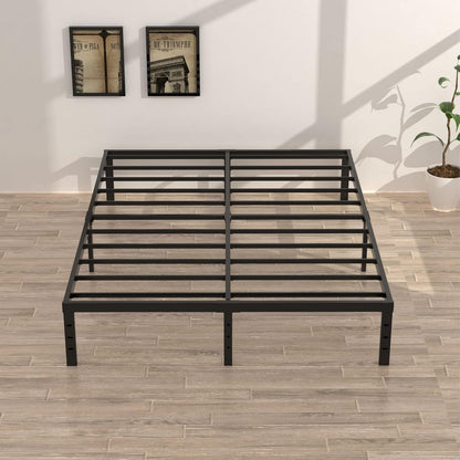 16 Inch Queen Bed Frame No Box Spring Required, Metal Platform Queen Size Bed Frames with 14 Inch Storage, 3,500 Lbs Heavy Duty Steel Slats Support, Easy Assembly Mattress Foundation