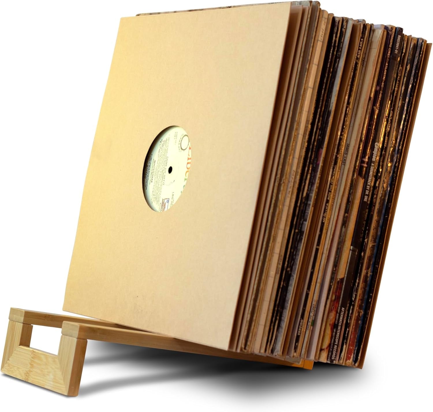 BAMBOO VINYL RECORD STAND–MINIMALIST STORAGE HOLDER for 15-40 LPS, BOOK & TO-BE-READ RACK, QUICK 4-SCREW ASSEMBLY and MODERN DECOR FRIENDLY DESIGN