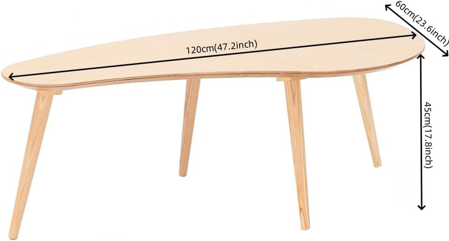 Solid Wood Table Desk, Coffee Table End Table round for Kitchen Dining Room, Living Room, Bedroom and Restaurant, 4 Legs Removable-Natural