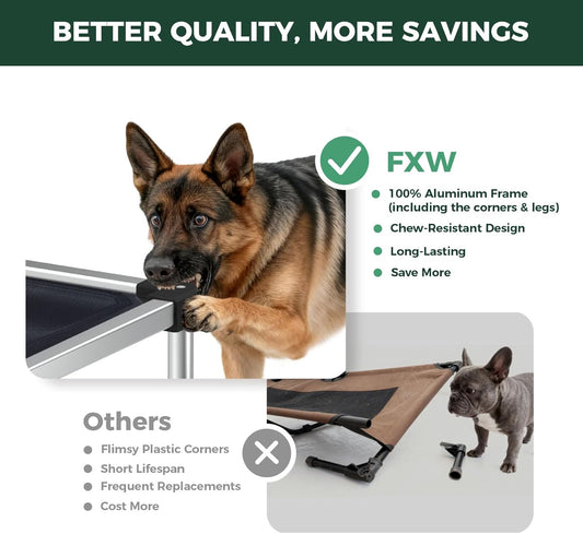 Titannest Chew-Proof Elevated Dog Bed, Raised Cot for Indoor/Outdoor/Camping Use, Durable & Waterproof Cooling Pet Bed for Large Dogs, 50.0" L X 31.0" W X 7.3" H, Black