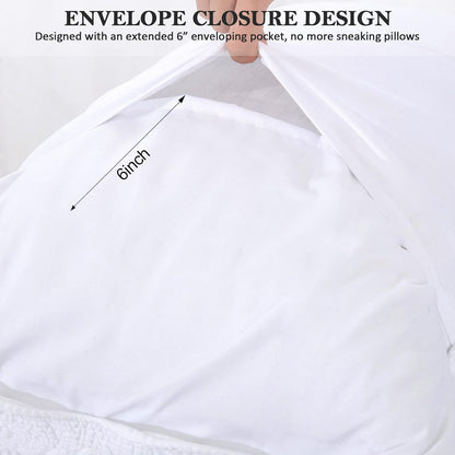 Quilted Pillow Shams Set of 2, Decorative Microfiber King Bed Pillow Shams, Soft Breathable Pillow Covers with Envelope Closure (White, 2Pcs:20 X 36Inch)