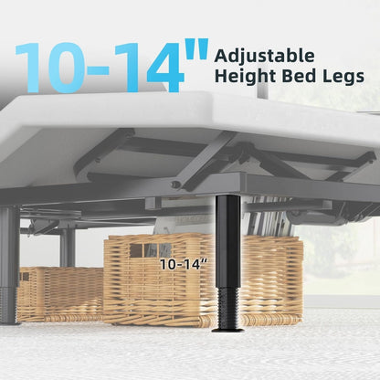 Queen Adjustable Bed Base Frame, Massage & Wireless Remote, Dual USB Ports,Ergonomic Upholstered Bed Frame, Lift Motor, under Bed Lighting, Independent Head and Foot Tilt