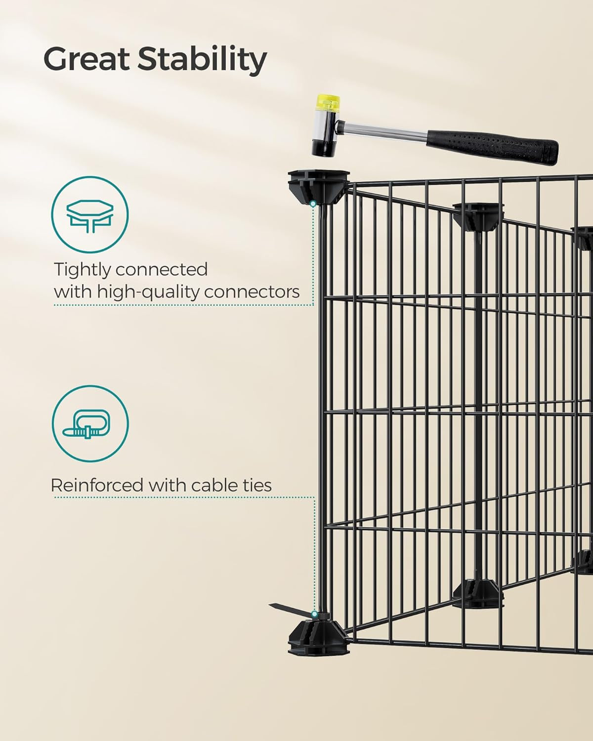 36 Panels Pet Playpen, Small Animal Playpen, Rabbit Guinea Pig Cage, Zip Ties Included, Metal Wire Apartment-Style Two-Story Pet Premium Villa for Bunnies Puppies,Indoor Use, Black ULPI002B01