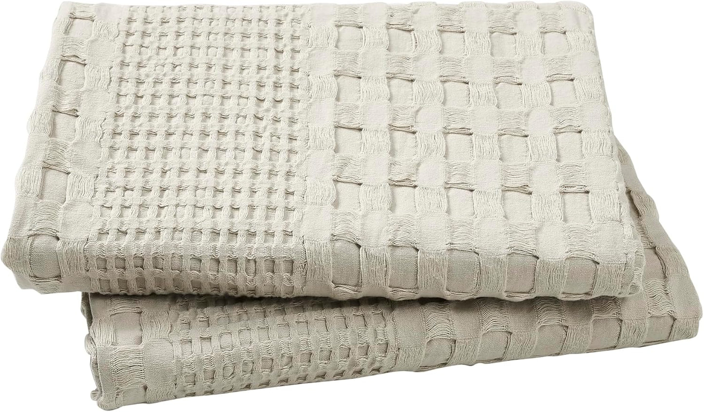 100% Cotton Waffle Weave Natural King Size Sham Set of 2 20X36, Decorative Throw Pillow Covers/Shams, Boho Farmhouse Bedroom Decor