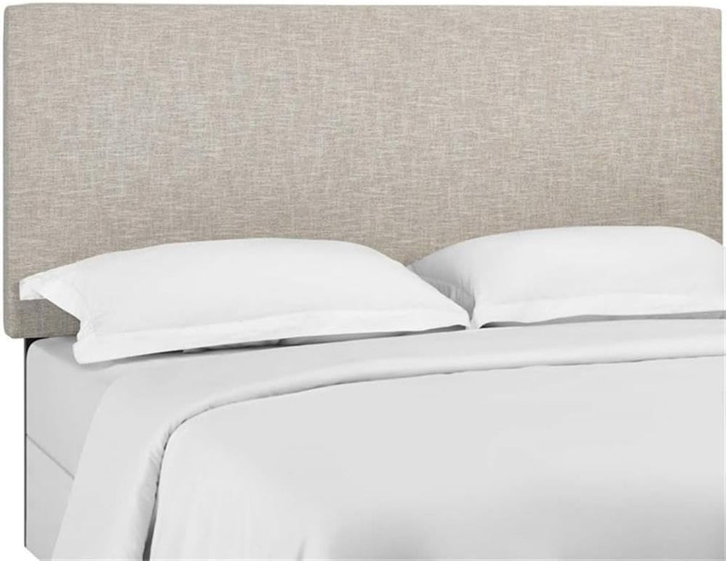 King and California King Linen Fabric Headboard, Beige Upholstery, Adjustable Height, Sturdy Black-Stained Wood Legs, Elegant Design for Master Bedroom or Guest Room