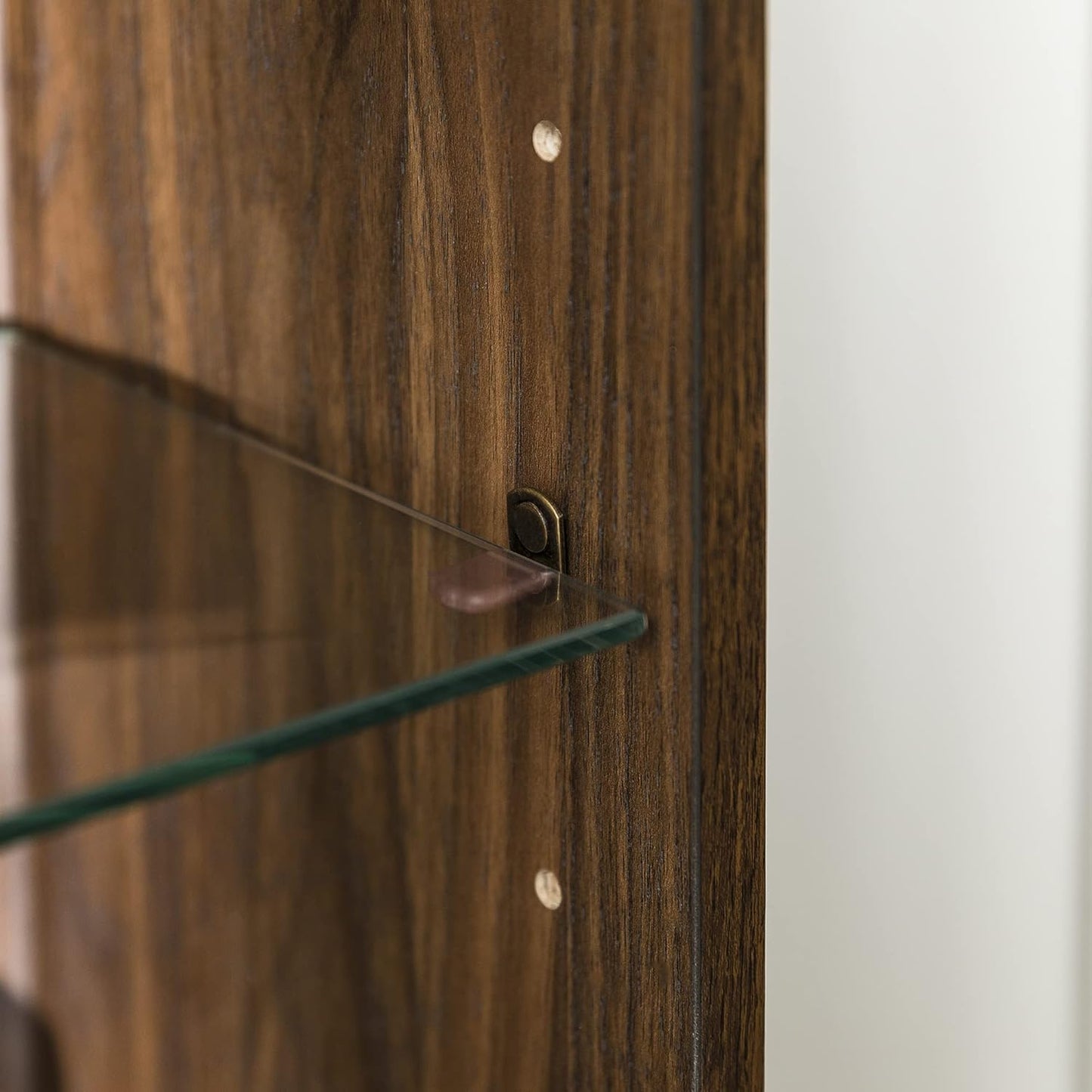 2 Door Glass Shelf Corner Stand Console, Fits Tvs up to 55", 48, Dark Walnut