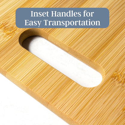 2-Piece Cutting Board Set; 2 Assorted Sizes of Bamboo Wood Cutting Boards for Kitchen