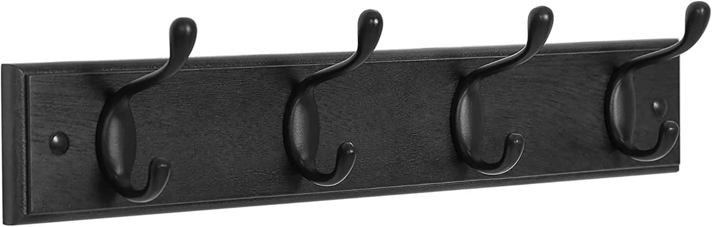 Set of 2 Wall-Mounted Coat Rack, Hook Rack, 8 Dual Metal Hooks, for Coats, Bags, Keys, in the Entryway, Bedroom, Living Room, White ULHR232W01
