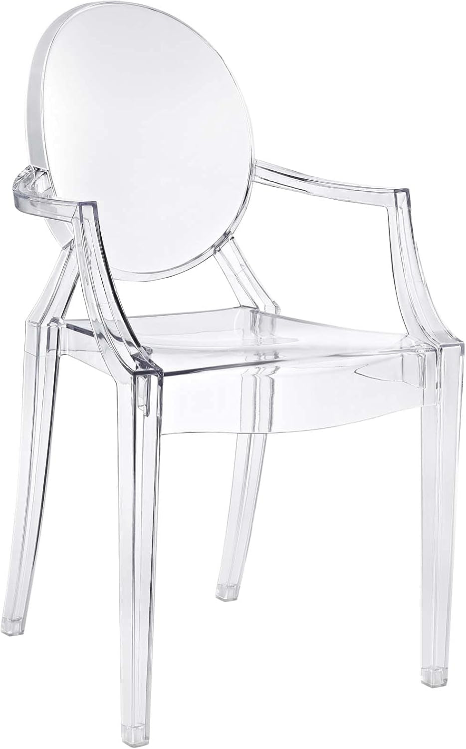 Casper Modern Acrylic Stacking Kitchen and Dining Room Arm Chair in Clear - Fully Assembled