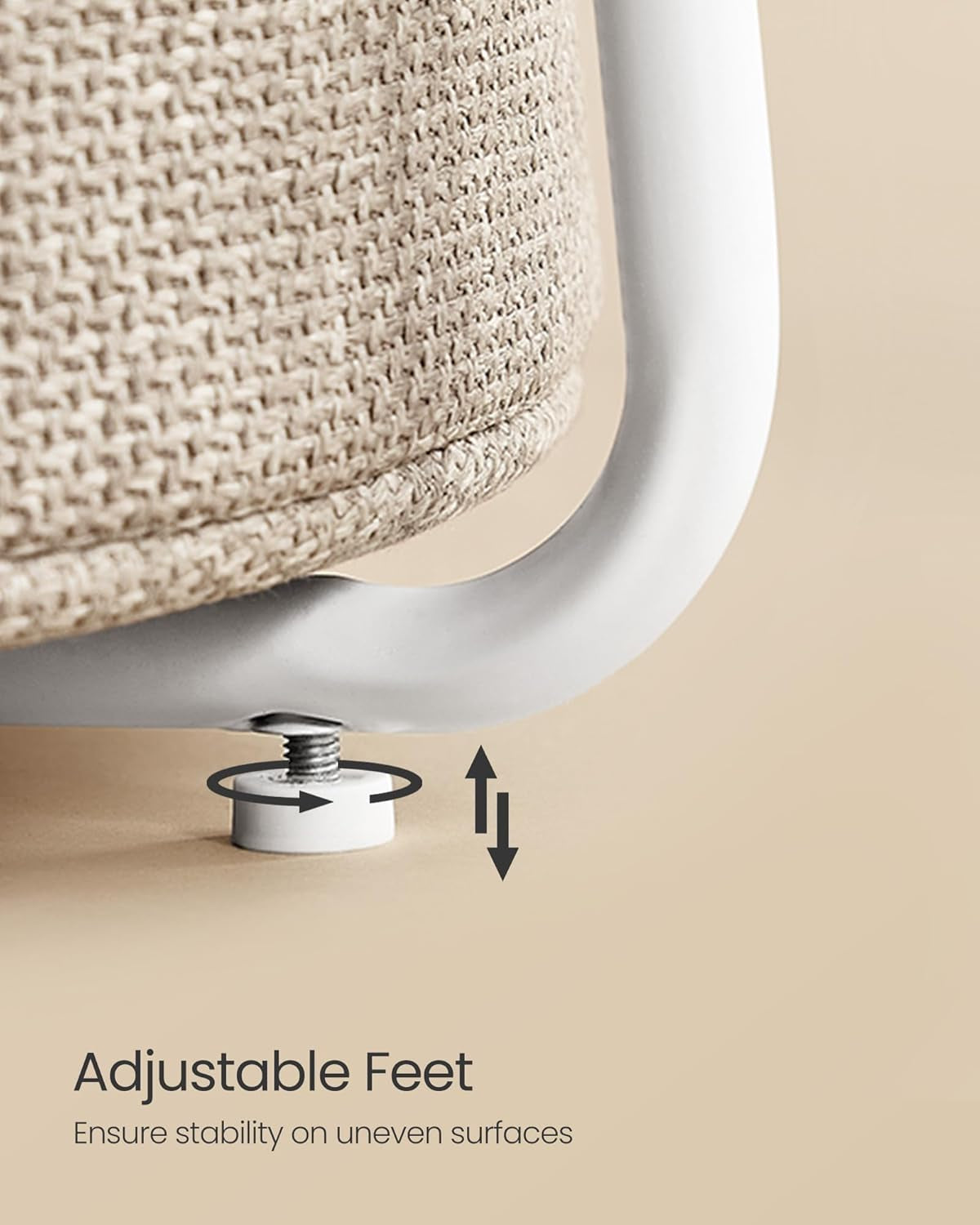Nightstands, Set of 2 Small round Side Tables with Fabric Basket, Bedside End Tables, for Bedroom, Jelly Pink and Cream White ULCT668R01