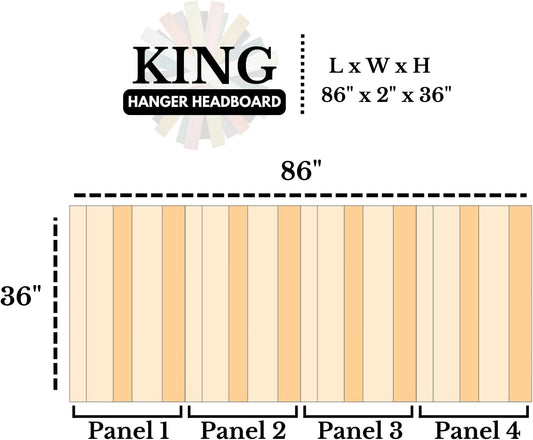 - King Size Headboard, Solid Wood Wall-Mounted Panels, Black Barrel Stain with Natural Wood Grain Variation, Rustic Modern Design, Durable, Fits King & Adjustable Beds, Bed Headboards