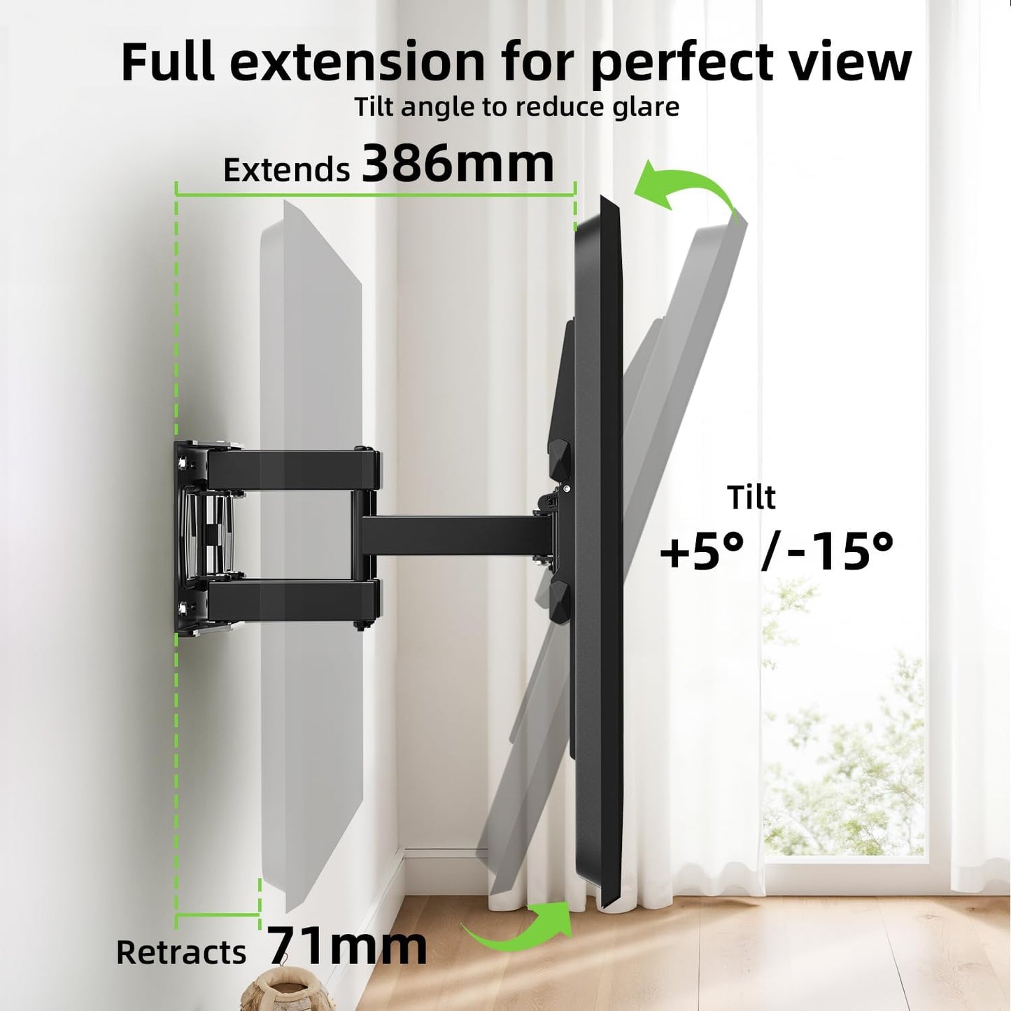 Full Motion TV Wall Mount for 42-82 Inch Tvs up to 120Lbs, TV Bracket with Articulating Swivel Tilt Extension Leveling, Television Mount for Max VESA 600X400Mm Fits 12/16" Wood Stud