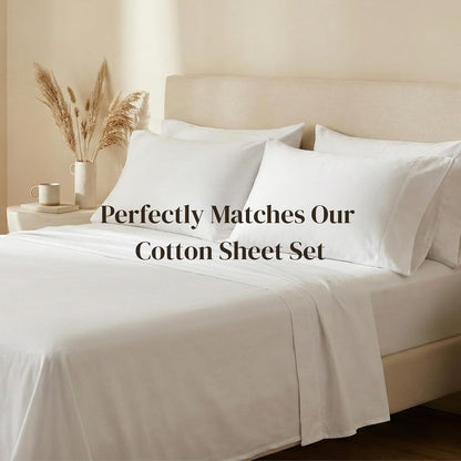 Pillowcases King Size Set of 2, Cool Touch Cotton Sateen Fabric, 500TC, Silky Smooth & Soft, Open End, White