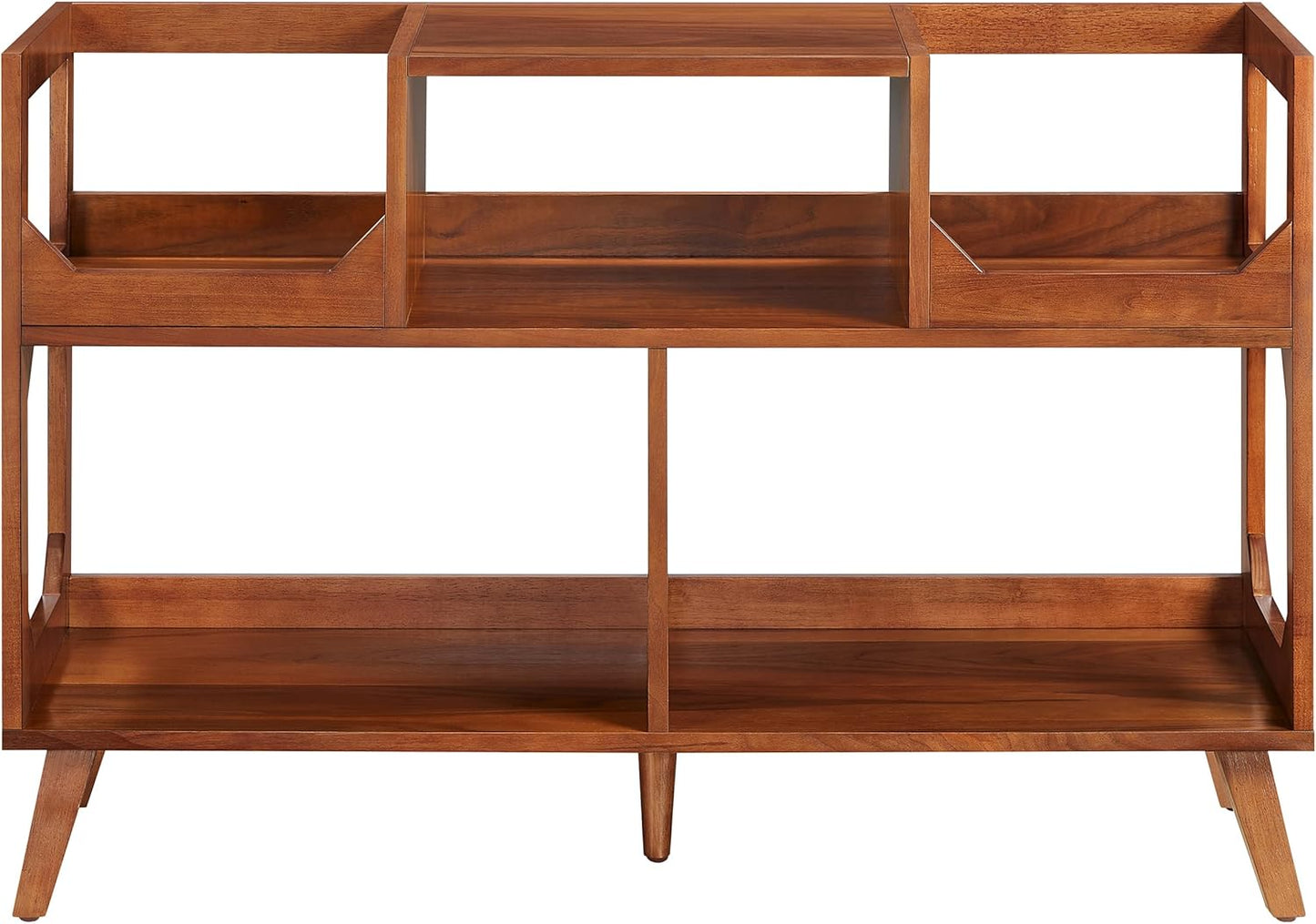 Asheville Mid-Century Modern Media Console Record Player Stand, Storage for Vinyl Records, Large, Walnut