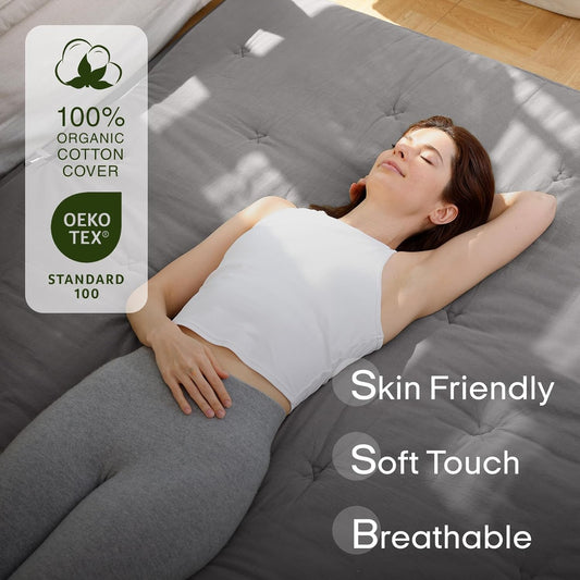 Japanese Floor Futon Mattress Queen Size 80"X 60", 100% Cotton Cover 2.5'' Thicken Tatami Mattress, Foldable Sleeping Pad, Portable Dormitory Tatami Mat(Grey)