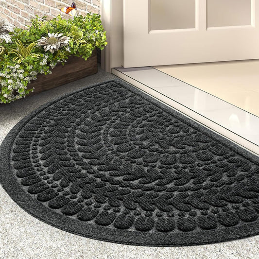 Half Circle Door Mat Front Door Mat outside Entrance Welcome Mats Outdoor Indoor Semicircular Doormat for Outdoor Half round Door Mats for Garage Muddy Paws 17”X30”
