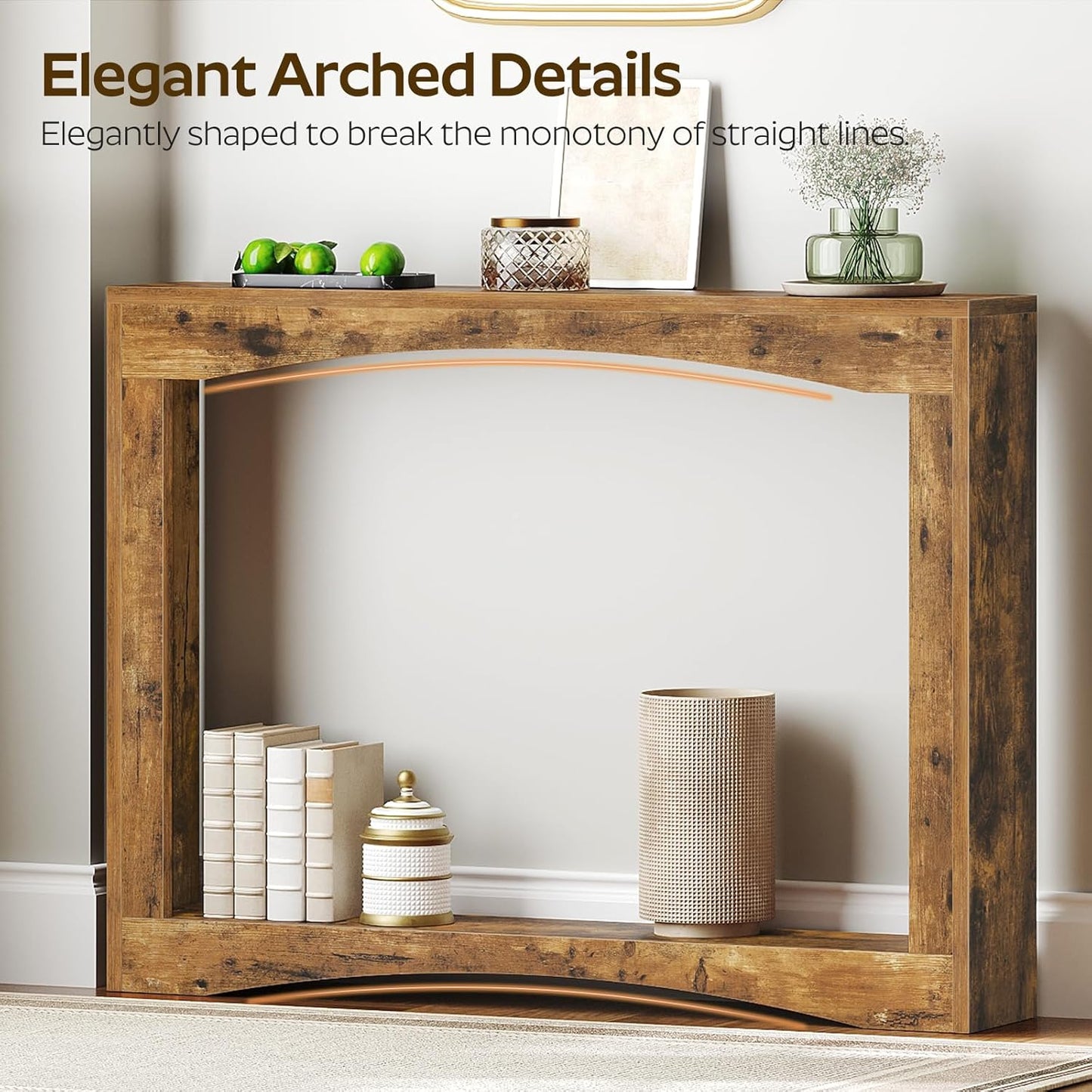 Narrow Console Table, 5.9'' Thin Entryway Table, behind Couch Table for Small Spaces, Small Farmhouse Hallway Table, for Living Room, Hallway, Foyer, Rustic Brown CT19RR