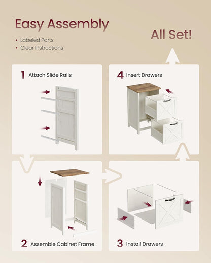 File Cabinet, 2-Drawer Filing Cabinet for Home Office, Modern Farmhouse, Adjustable Hanging Rail for A4 Letter Files, Printer Stand, Study Bedroom, Rustic White and Honey Brown UOFC086WJ02S