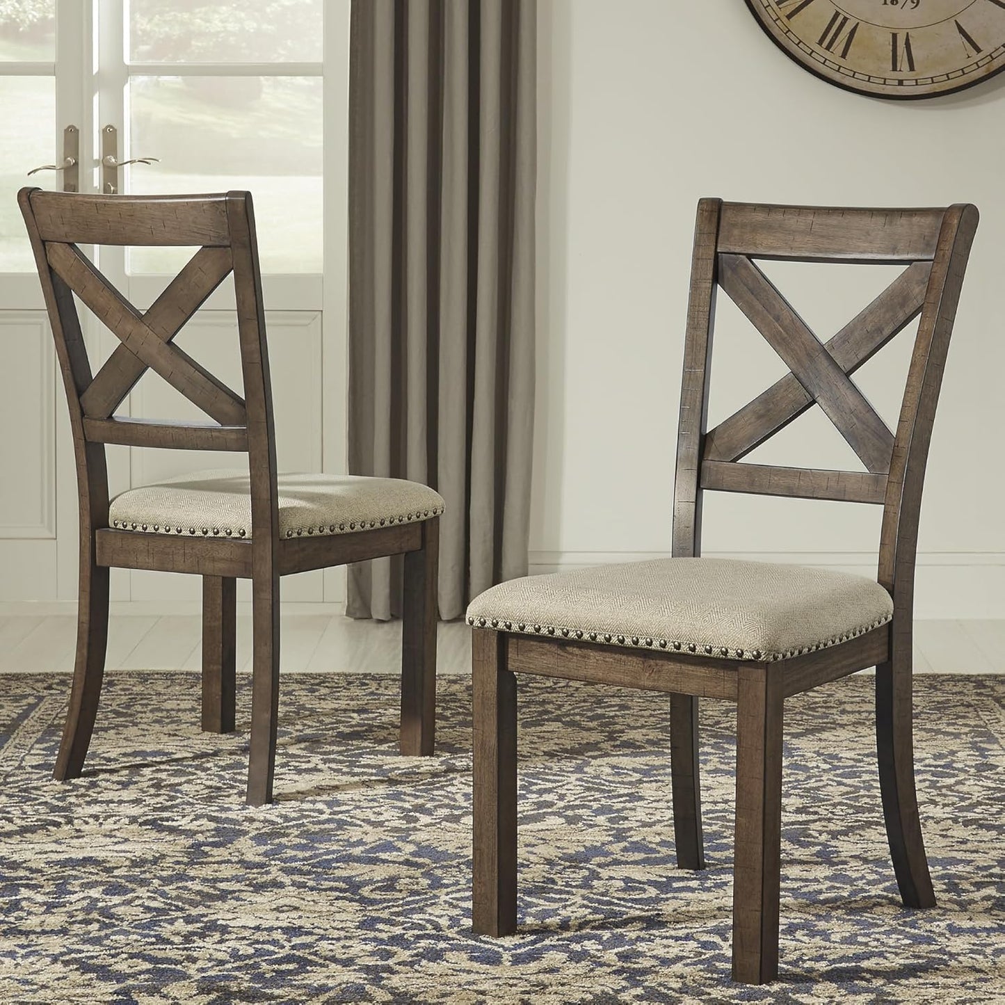 Moriville Modern Farmhouse 19" Upholstered Dining Room Chair, 2 Count, Brown