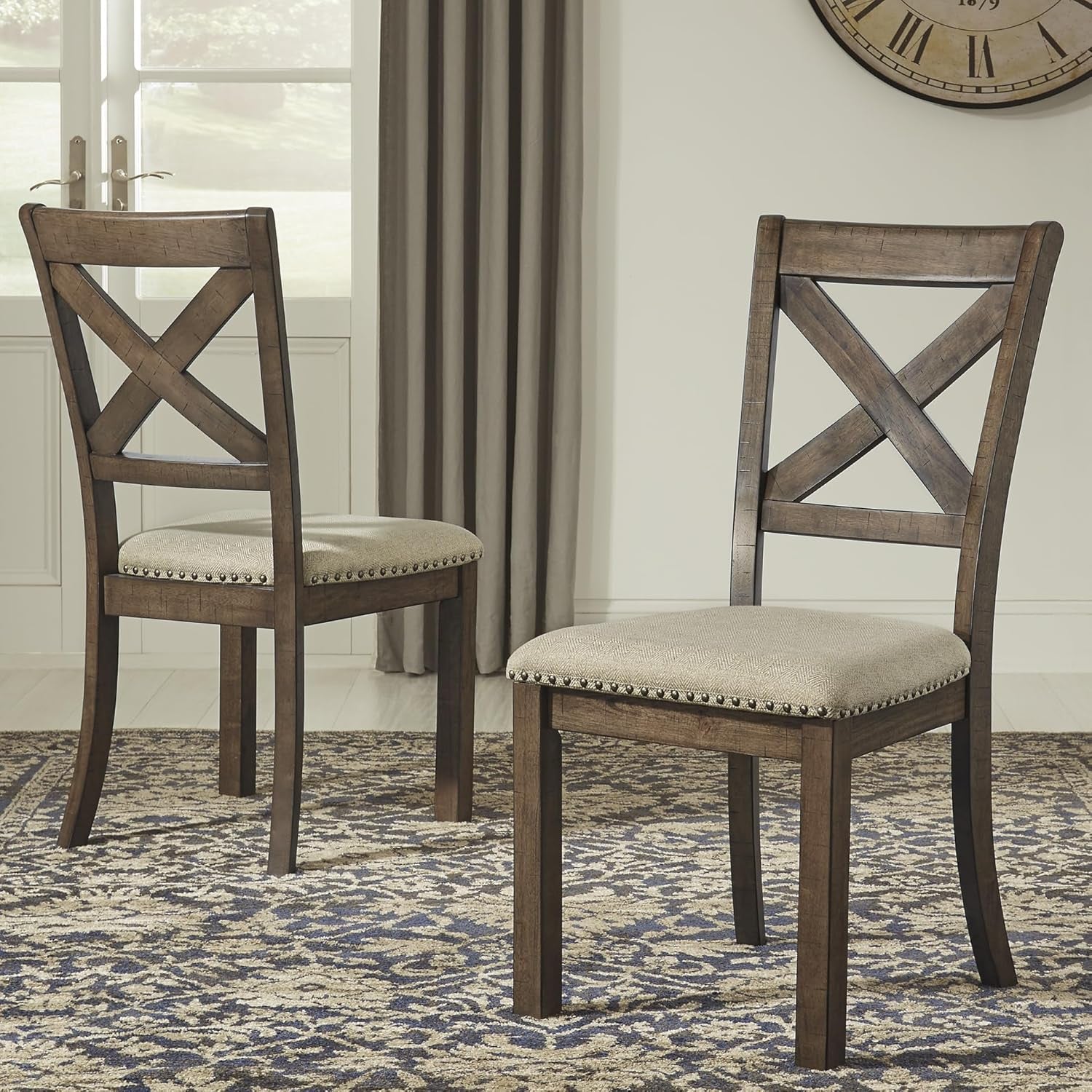 Moriville Modern Farmhouse 19" Upholstered Dining Room Chair, 2 Count, Brown