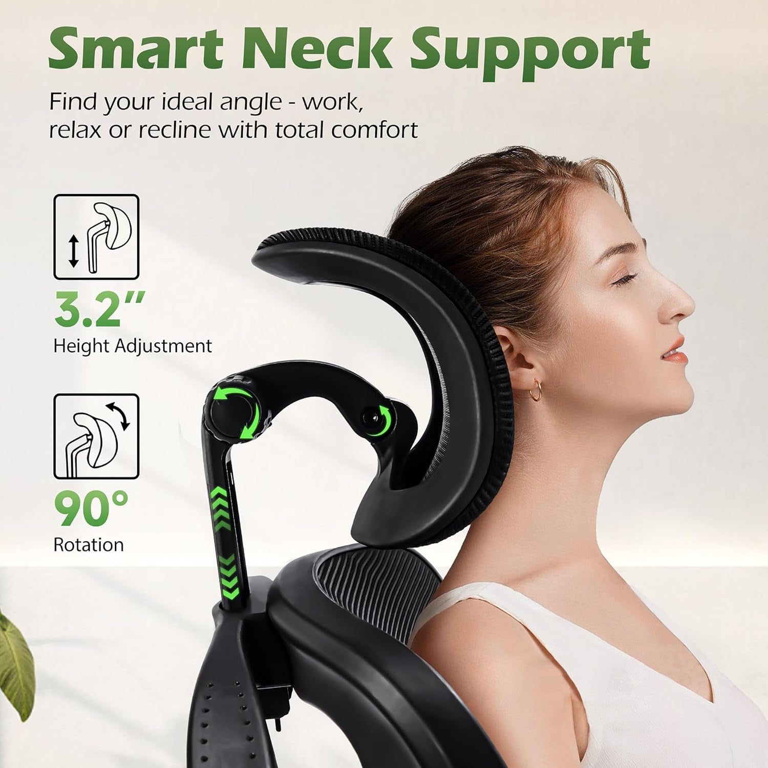 Office Chair Ergonomic Desk Chairs with Adjustable Lumbar Support& Headrest Hanger, High Back Breathable Mesh Chair with Wheels, Rolling Swivel Comfy Task Computer Chair for Home Work Gaming