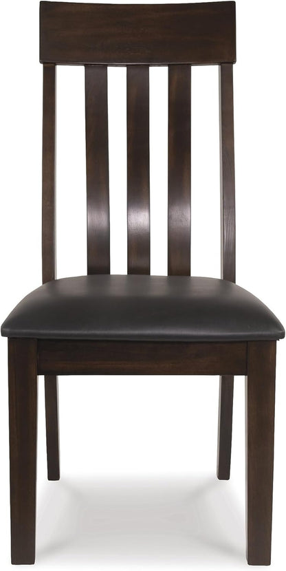 Haddigan Faux Leather Cushioned Rake Back Dining Chair, 2 Count, Dark Brown