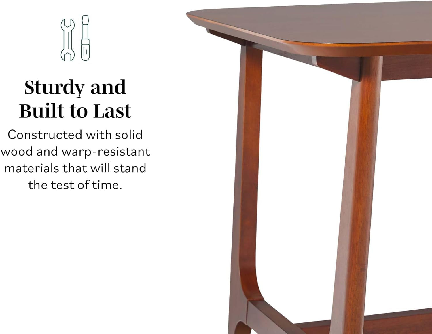 Mid-Century Modern Solid Wood Trestle Base Dining Table, 60 Inch, Walnut Veneer