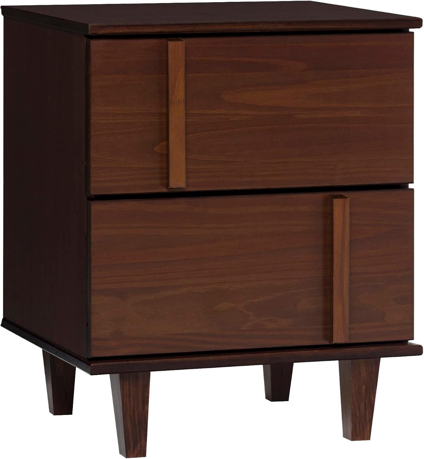 Sprague Contemporary Detailed Drawer Solid Wood Nightstand, 20 Inch, Walnut